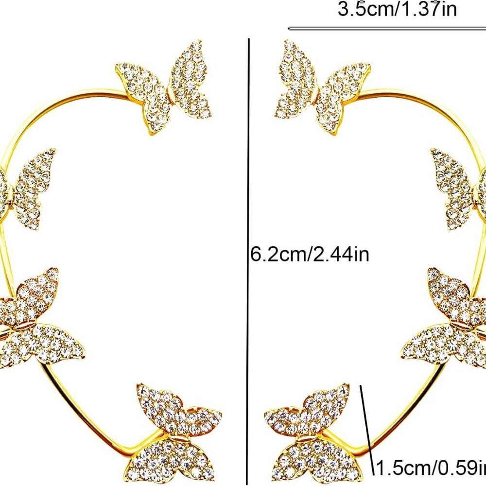 Shining Butterfly Ear Cuffs Zircon Butterfly Earrings for Women Ear Cuffs for Wo - Picture 2 of 6